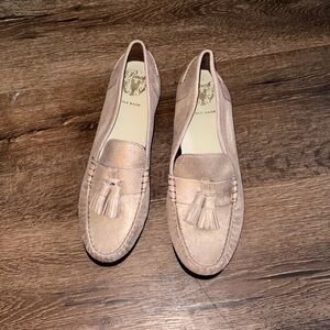 Cole Haan Gold Metallic leather pinch Grand Tassel Loafers EUC 11B